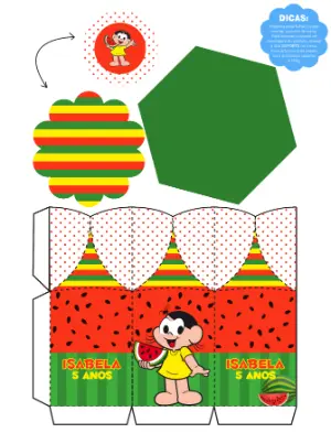 Centro de Mesa Magali Melancia para Aniversário Editável