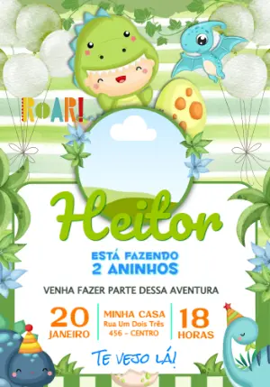 Invitación de cumpleaños Dinosaurio – Estático – Jotta
