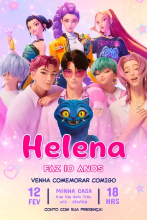 Invitation d'anniversaire KPop Demon Hunters – Statique – Jotta Arts