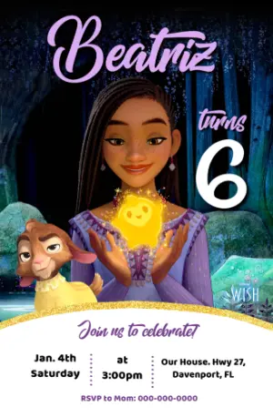 Disney Wish Birthday Invitation | Editable Asha Party Template