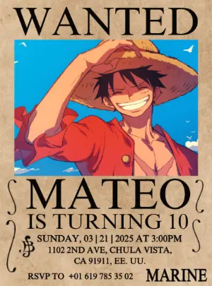 One Piece Wanted Poster Birthday Invitation to Edit Online