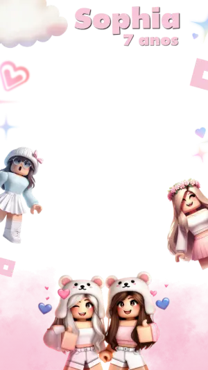 Moldura para Stories Roblox Menina Rosa Editável