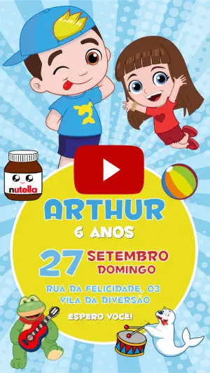Convite de Aniversário Luccas Neto e Gi Colorido para Editar