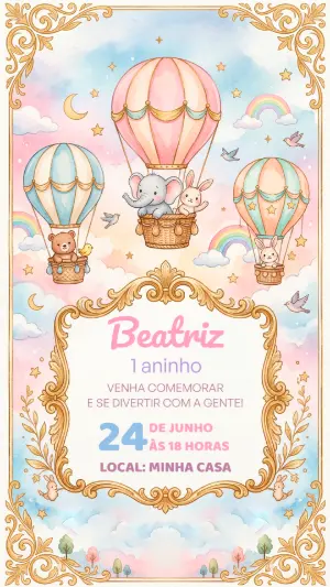 Animals Birthday Invitation – Static – Alegria no ar