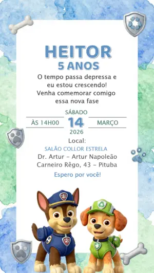 Invito di compleanno Paw Patrol – Statico – CollorGraph EDITOR