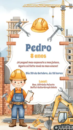Convite de Aniversário Construtor para Editar Online