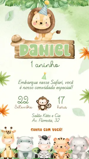 Safari Birthday Invitation – Static – Felicity Artes