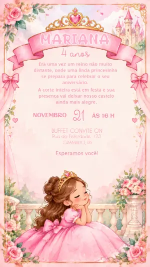Invitación de cumpleaños Princesas – Estático – Convite On
