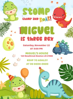 Baby Dinosaur Birthday Invitation to Edit Online