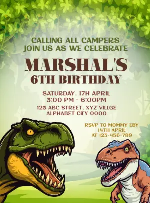 Dinosaur Adventure Birthday Invitation to Edit Online
