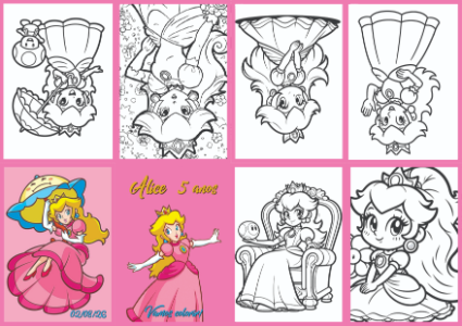 Modelo Editável de Livrinho de Colorir da Princesa Peach