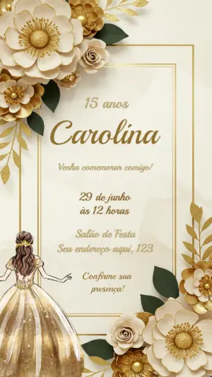 Quinceañera Invitation – Static – Convite digital - Edite você mesmo