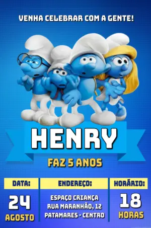 Convite de Aniversário Smurfs para Editar Online Facilmente