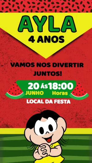 Convite de Aniversário Magali Melancia Editável