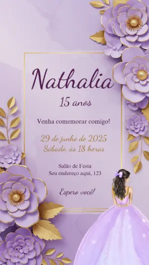 Quinceañera Invitation – Static – Convite digital - Edite você mesmo
