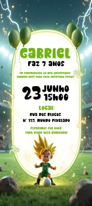Soccer Birthday Invitation – Static – Convites Digitais Exclusivos