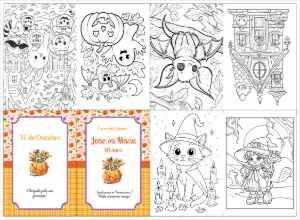 Livrinho de Colorir Halloween Editável para Festa Infantil