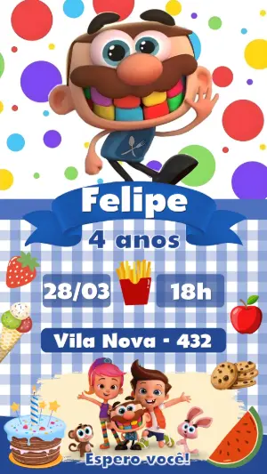 Convite de Aniversário José Comilão Colorido para Editar