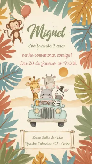 Safari Birthday Invitation – Static – CollorGraph Convites
