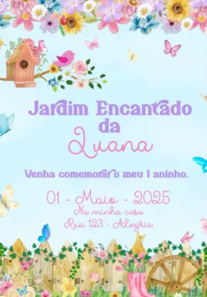 Invitación de cumpleaños Jardín encantado – Estático – Convites e Artes Digitais