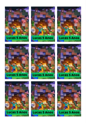 Tag de Aniversário Minecraft com Personagens para Editar