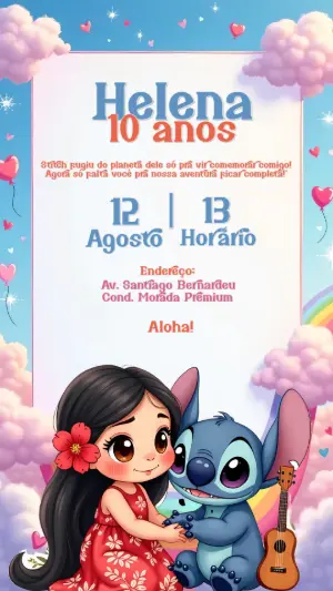 Invitación de cumpleaños Stitch – Estático – CollorGraph Convites
