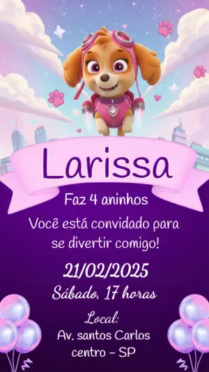 Invito di compleanno Paw Patrol – Statico – CollorGraph EDITOR