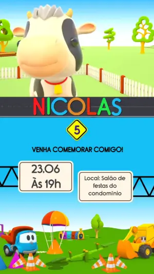Convite Animado Aniversário Infantil Tema Leo, o Caminhão