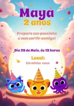 Convite de Aniversário Bolofofos com Personagens para Editar