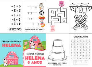 Livro de Atividades Fazendinha Rosa para Editar Online