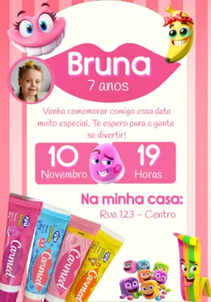 Convite Aniversário Carmed Fini com Foto para Editar Online