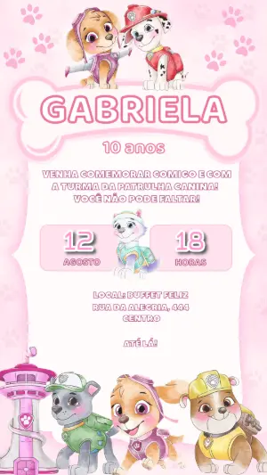 Invito di compleanno Paw Patrol – Statico – Felicity Artes