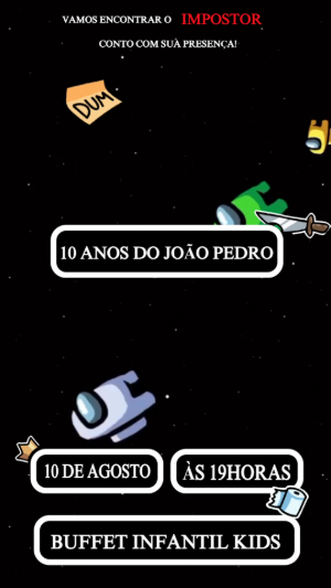 Convite Animado Aniversário Among Us para Editar Online