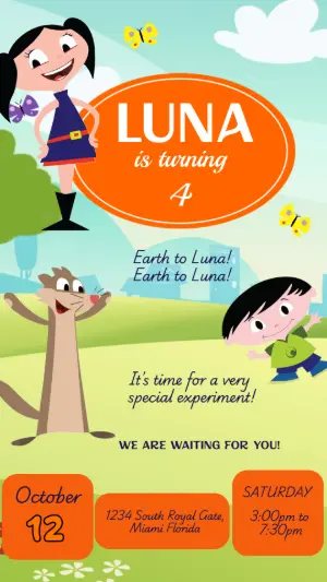 Earth to Luna! Birthday Invitation Editable Template