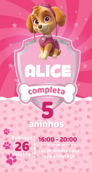 Invito di compleanno Paw Patrol – Statico – Fernando Martins