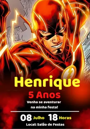 Convite de Aniversário The Flash para Editar Online