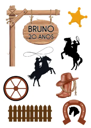 Kit Topper de Bolo Country: Elementos para Editar e Imprimir