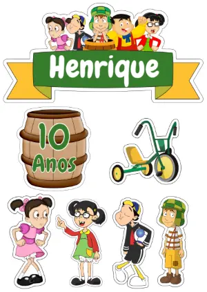 Topo de Bolo Chaves com Personagens para Editar Online