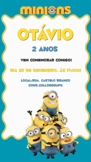 Convite de Aniversário Minions Divertido para Editar Online