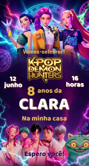 Invitation d'anniversaire KPop Demon Hunters – Statique – Fernando Martins