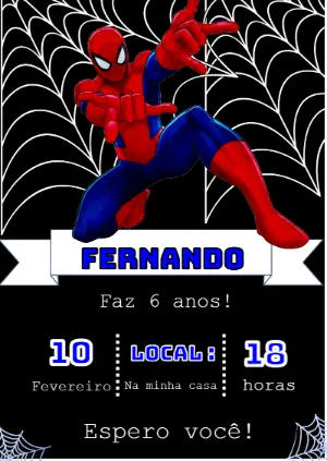 Convite Aniversário Homem-Aranha para Editar Online