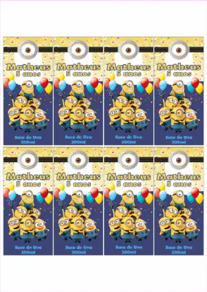 Rótulo para Suco Minions de Aniversário para Editar Online