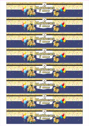 Rótulo de Aniversário Minions Editável Online para Imprimir