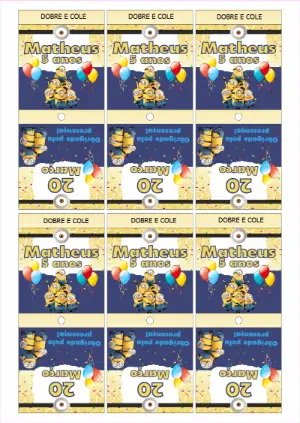 Capa para Pirulito Aniversário Minions para Editar Online