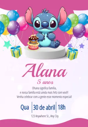 Invitación de cumpleaños Stitch – Estático – Beatriz Lopes dos Anjos