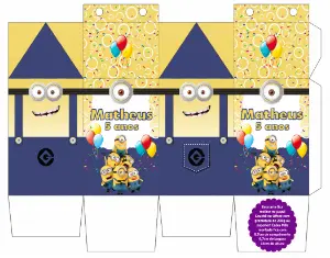 Caixa Milk Aniversário Minions para Editar Online