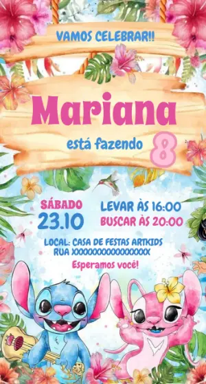 Stitch Birthday Invitation – Static – Mariana Correa
