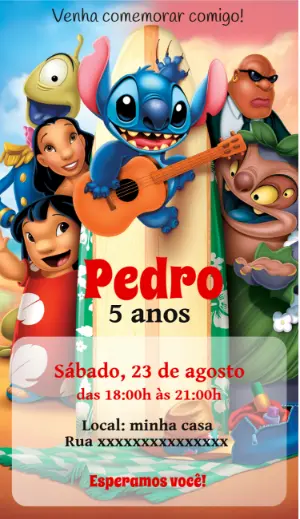 Invitación de cumpleaños Stitch – Estático – Mariana Correa