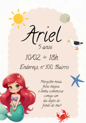 Invito di compleanno La Sirenetta – Statico – Beatriz Lopes dos Anjos