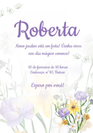 Convite de Aniversário Floral Jardim Delicado para Editar